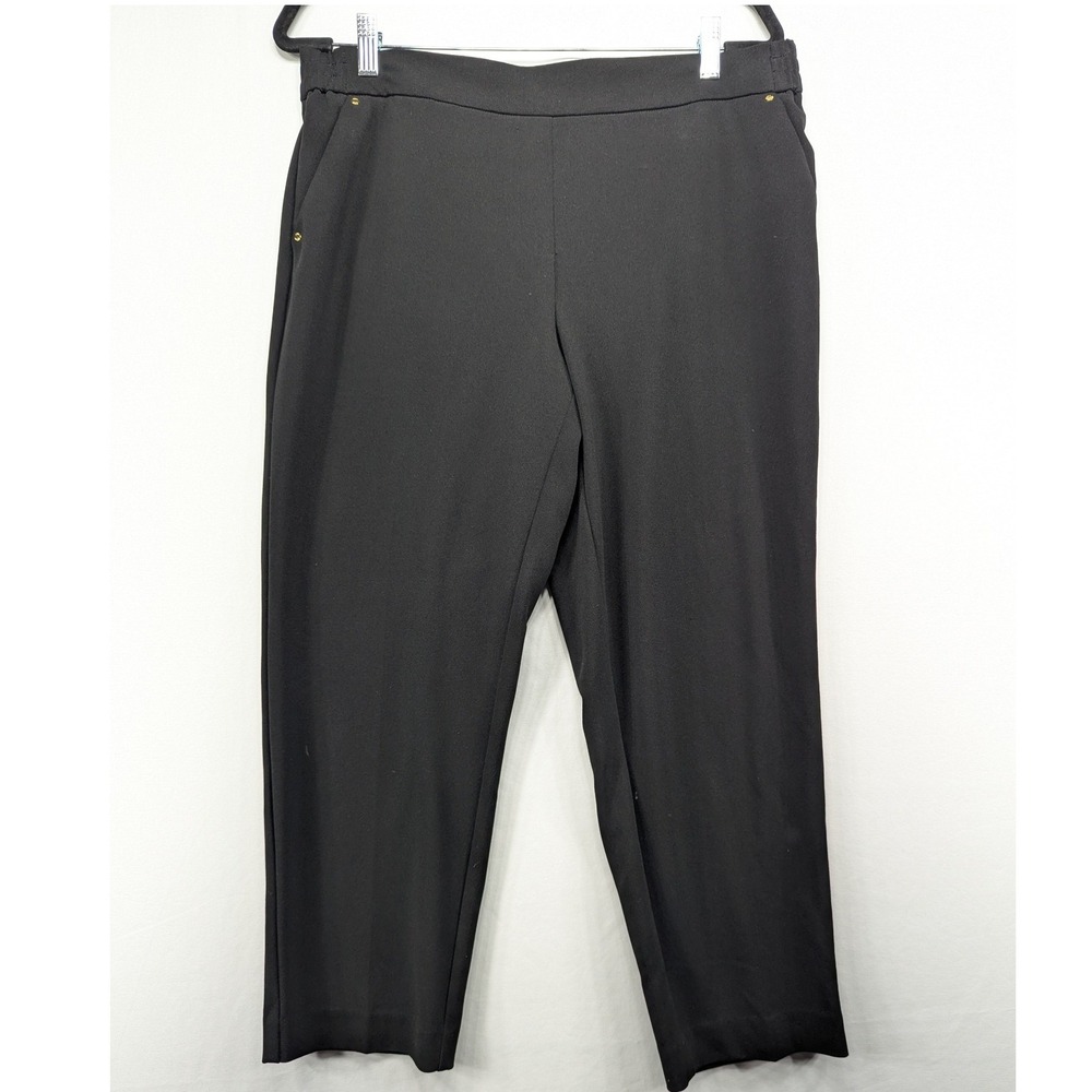 Anne Klein Mens Black Pull On Tapered Trousers Elastic Back Career Pants‎ XL
